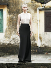 High Waist Draped Skirt With Side Slit and Elegant Ruched Waist Detail